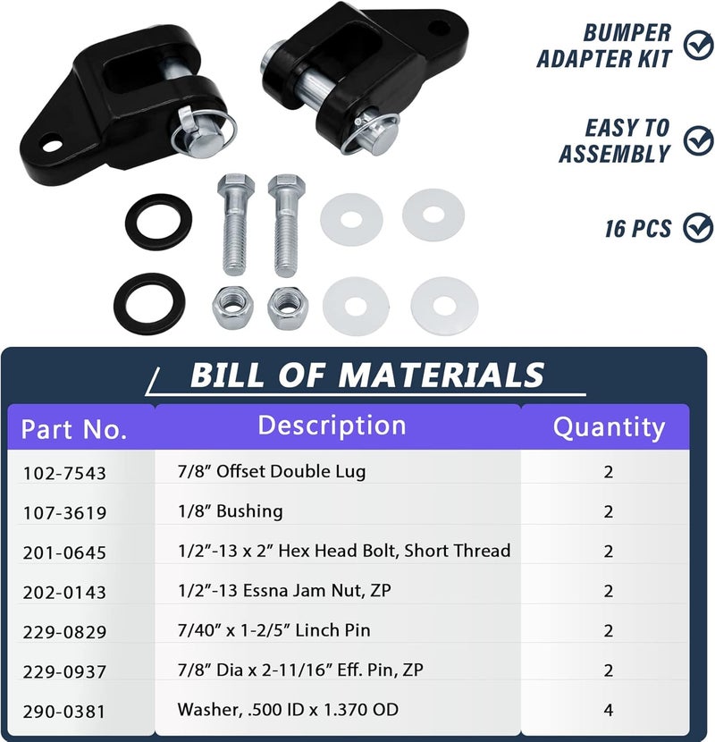 FHRHRY BX88357 BX88296, Off Road Bumper Adapter Kit Compatible with Blue Ox Tow Bars - Avail BX7420, Ascent BX4370, Alpha BX7365 BX7380, Aventa BX7445, Aladdin BX4325, Allure BX7460, Replace# BX88303 BX88304 - Image 5